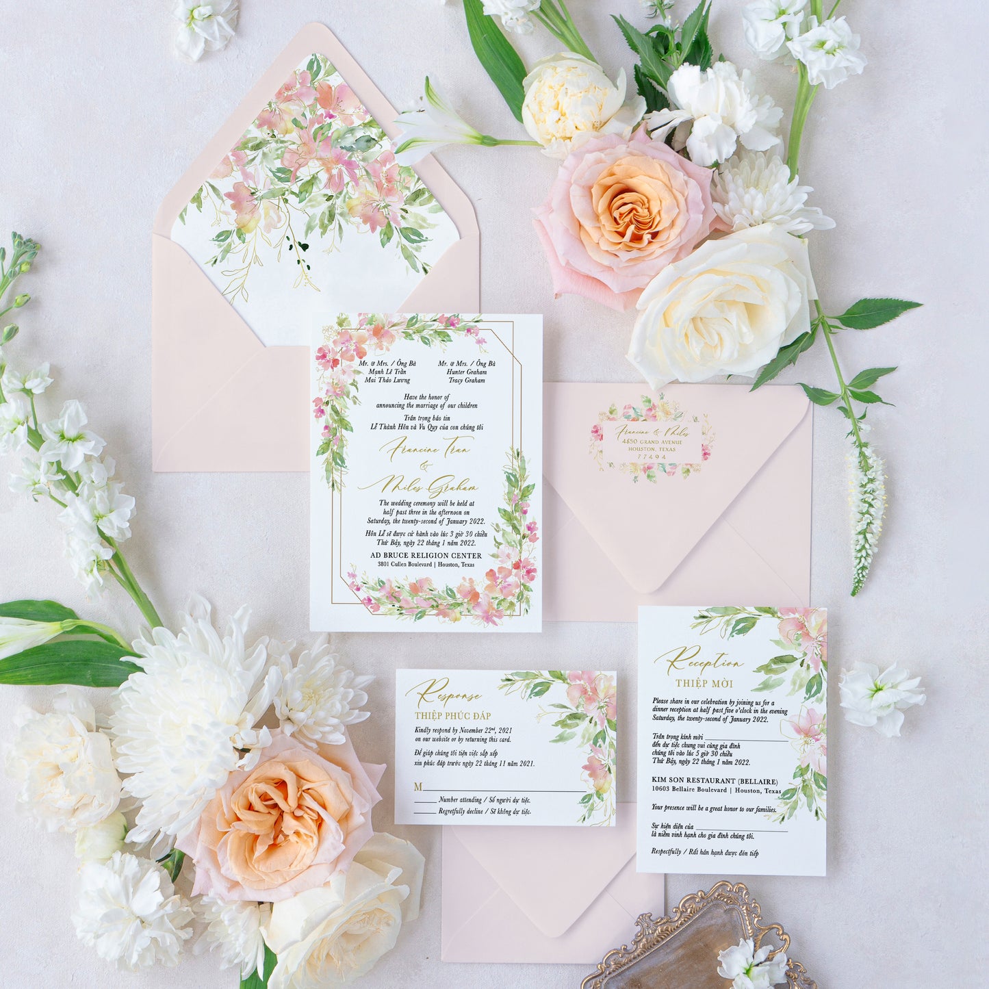 ADDISON | Bilingual Vietnamese Wedding Invitation Suites