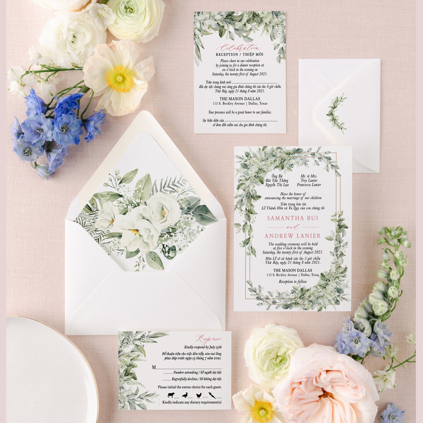 ADELINA | Bilingual Vietnamese Wedding Invitation Suites