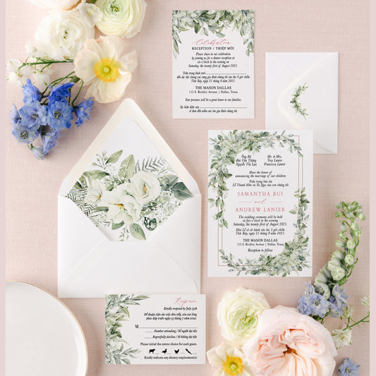 ADELINA | Bilingual Vietnamese Wedding Invitation Suites