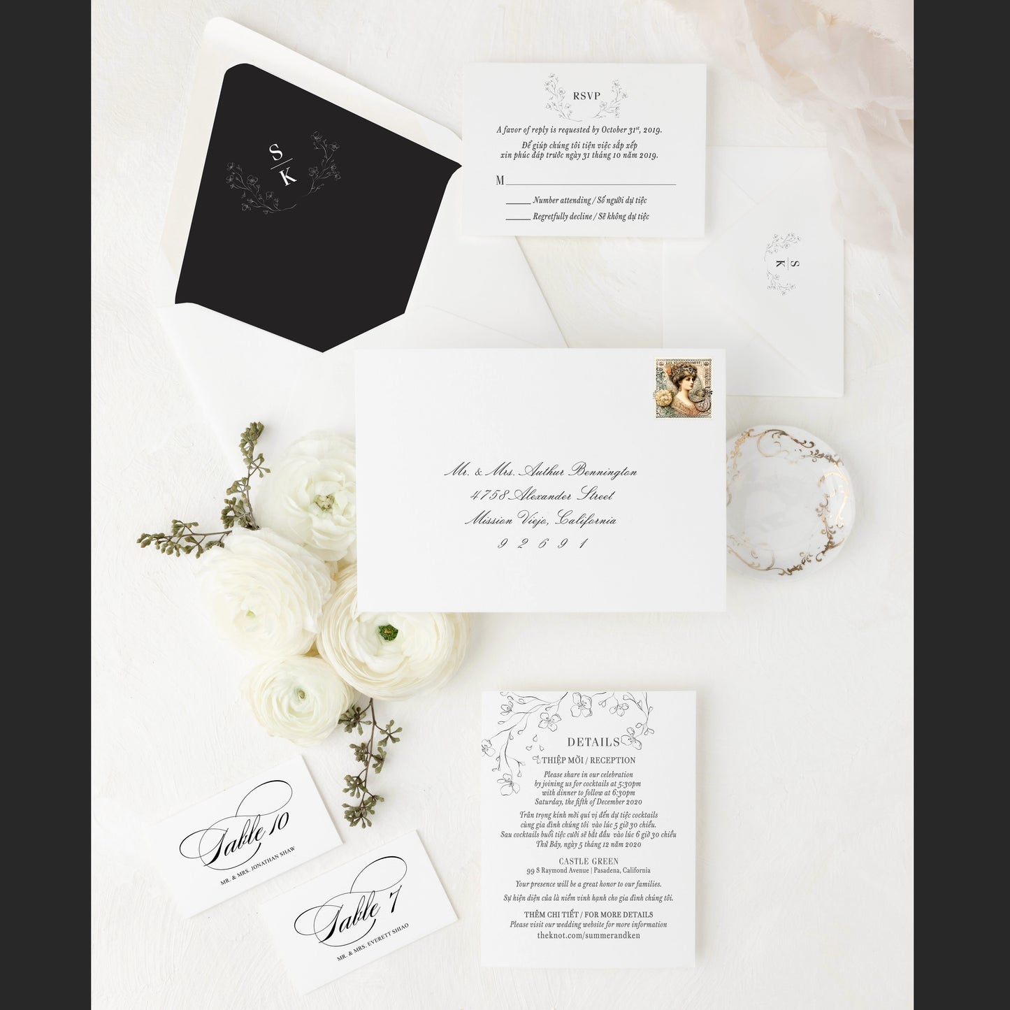 ALYSSA | Bilingual Vietnamese Wedding Invitation Suites