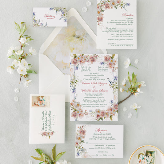 ANGELINE | Bilingual Vietnamese Wedding Invitation Suites