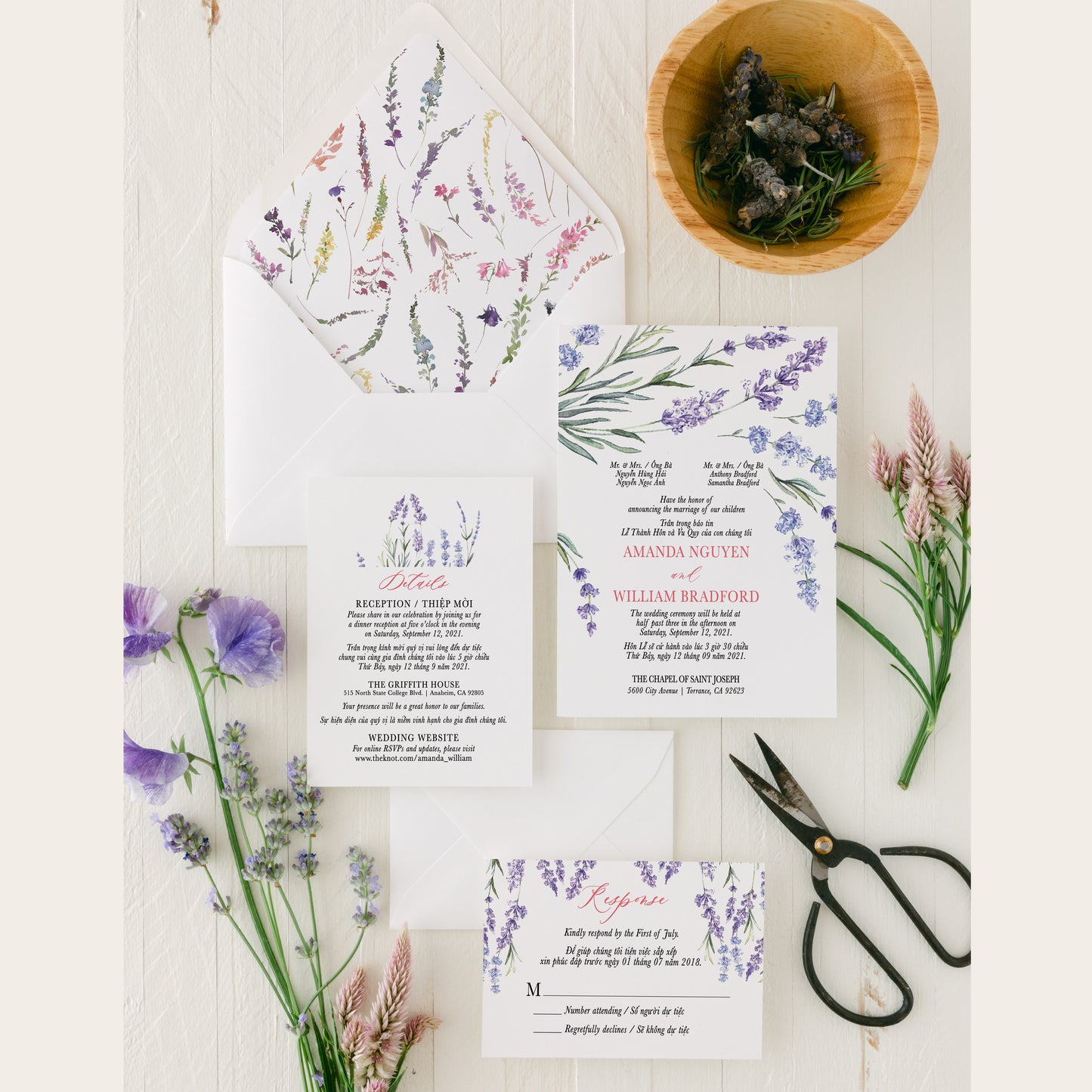 AURORA | Bilingual Vietnamese Wedding Invitation Suites