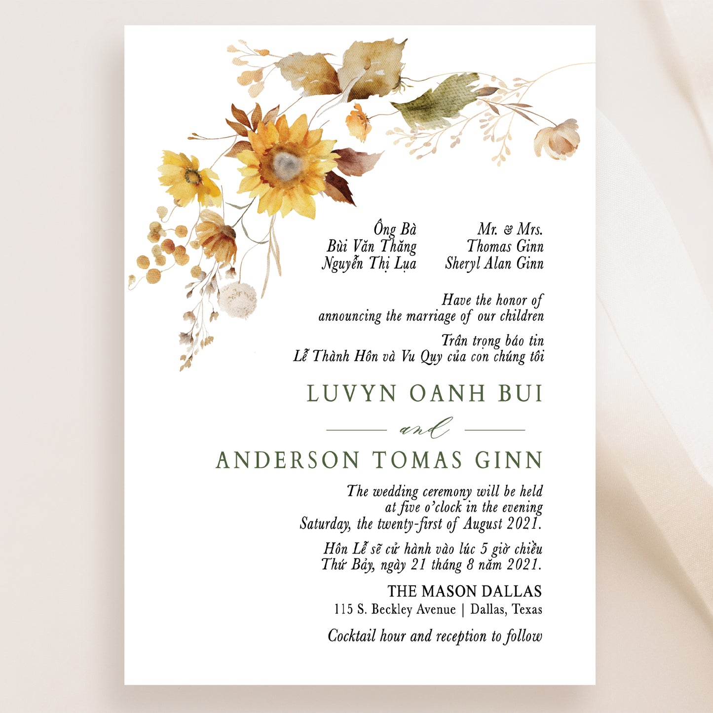 AUTUMN | Bilingual Vietnamese Wedding Invitation Suites