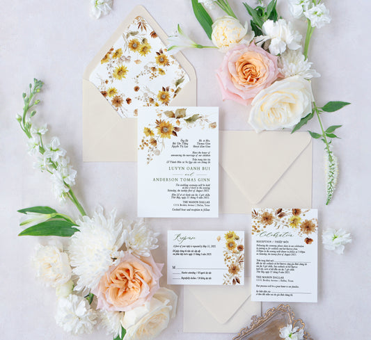 AUTUMN | Bilingual Vietnamese Wedding Invitation Suites