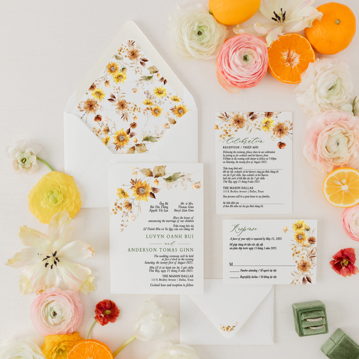 AUTUMN | Bilingual Vietnamese Wedding Invitation Suites