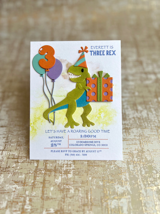 3-D T-Rex Birthday Invitations