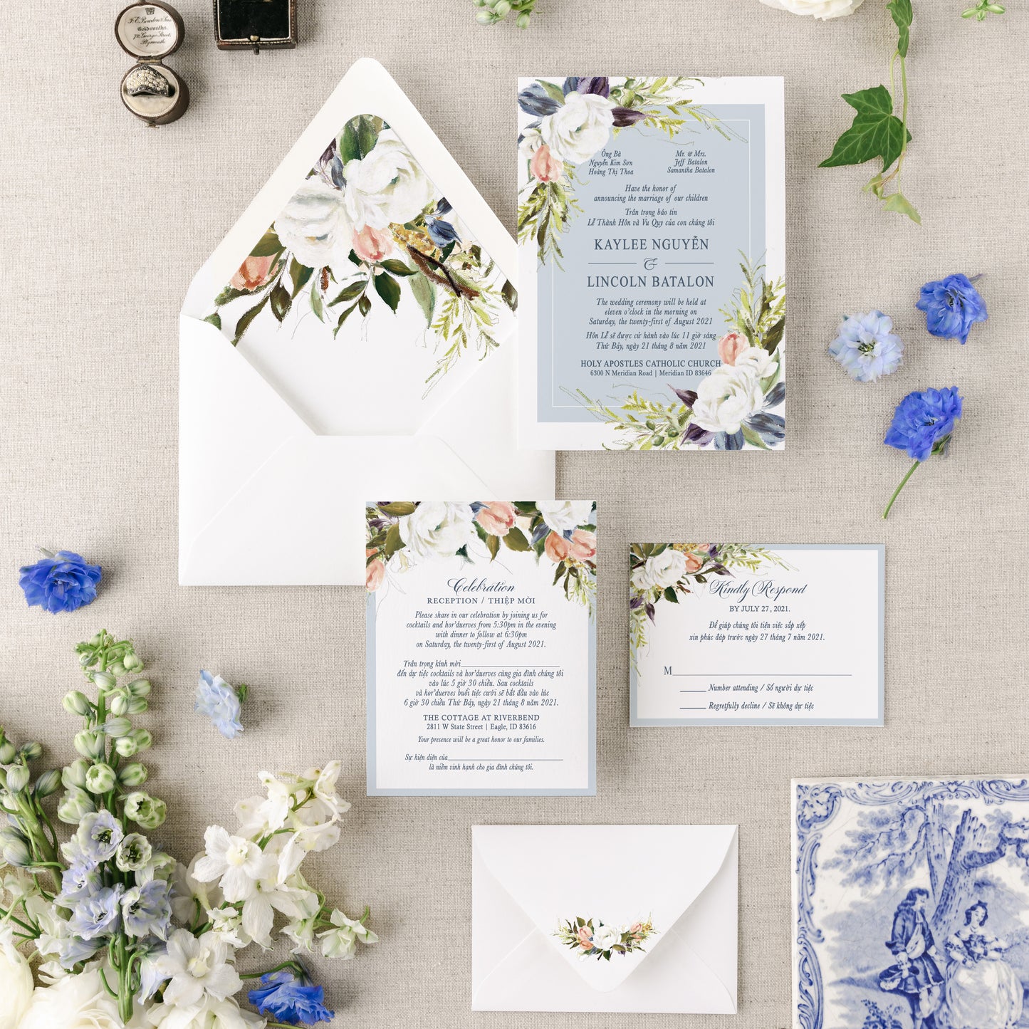 CARMELA | Bilingual Vietnamese Wedding Invitation Suites