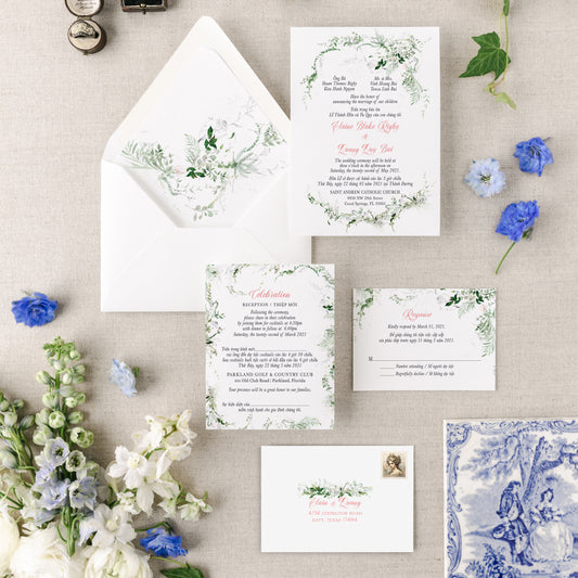 CELESTINE | Bilingual Vietnamese Wedding Invitation Suites