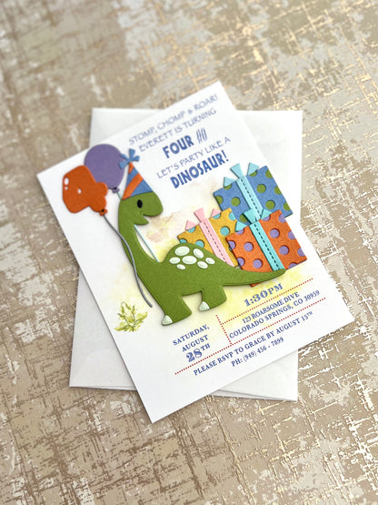 3-D Brachiosaurus Birthday Invitations