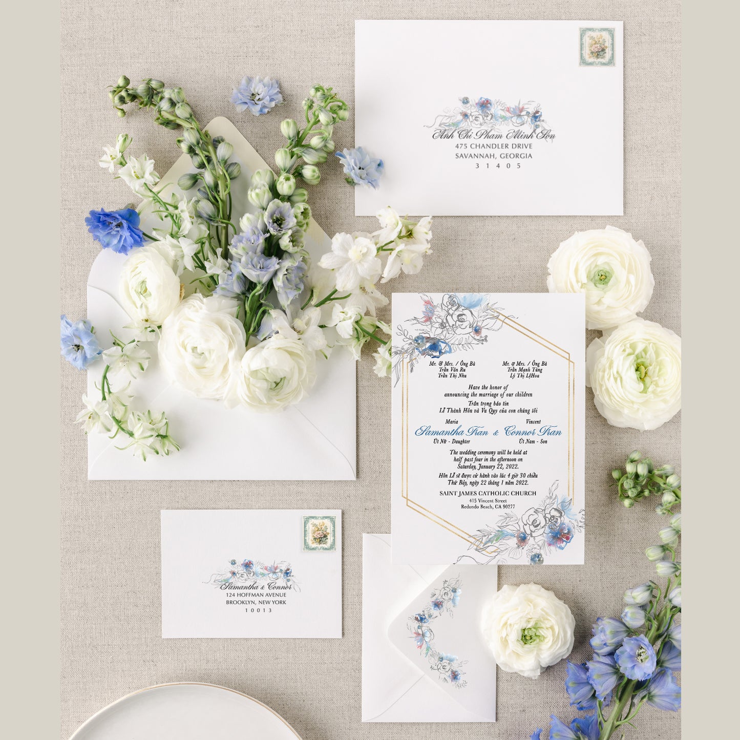 DAHLIA | Bilingual Vietnamese Wedding Invitation Suites