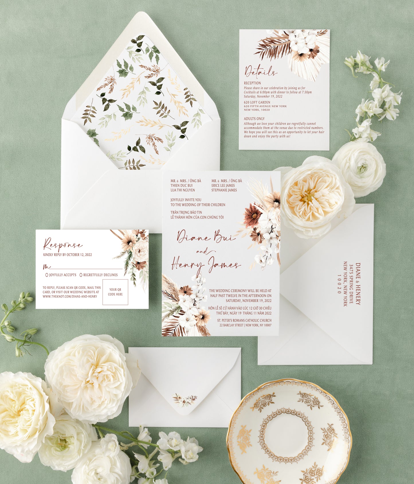 EDEN | Bilingual Vietnamese Wedding Invitation Suites