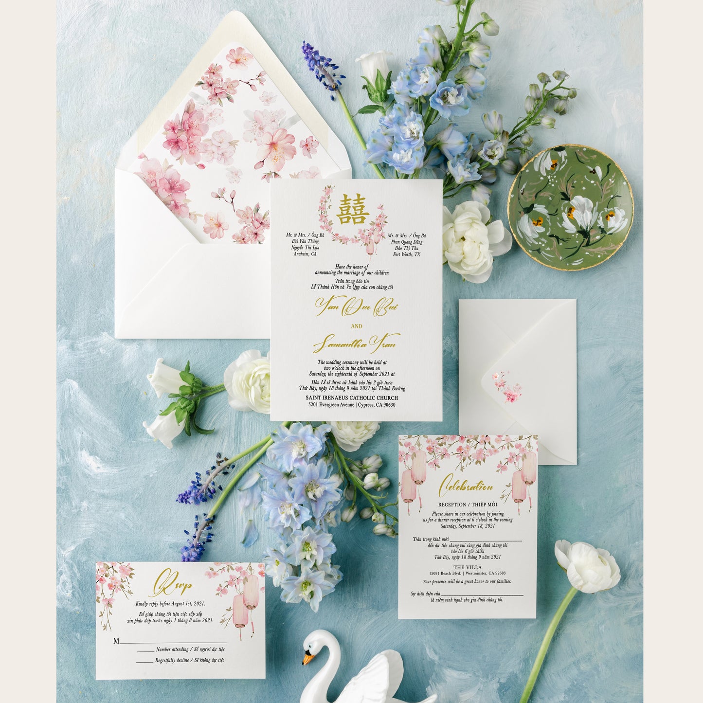 EMILY | Bilingual Vietnamese Wedding Invitation Suites