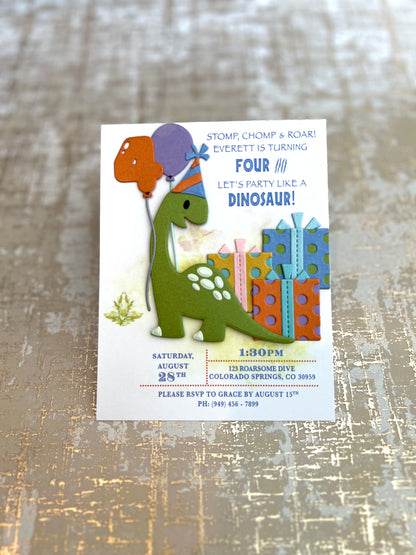 3-D Brachiosaurus Birthday Invitations