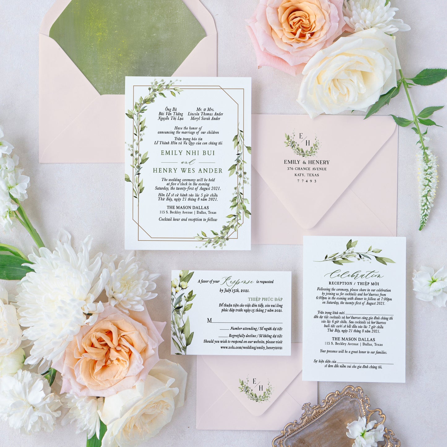 ABIGAIL | Bilingual Vietnamese Wedding Invitation Suites