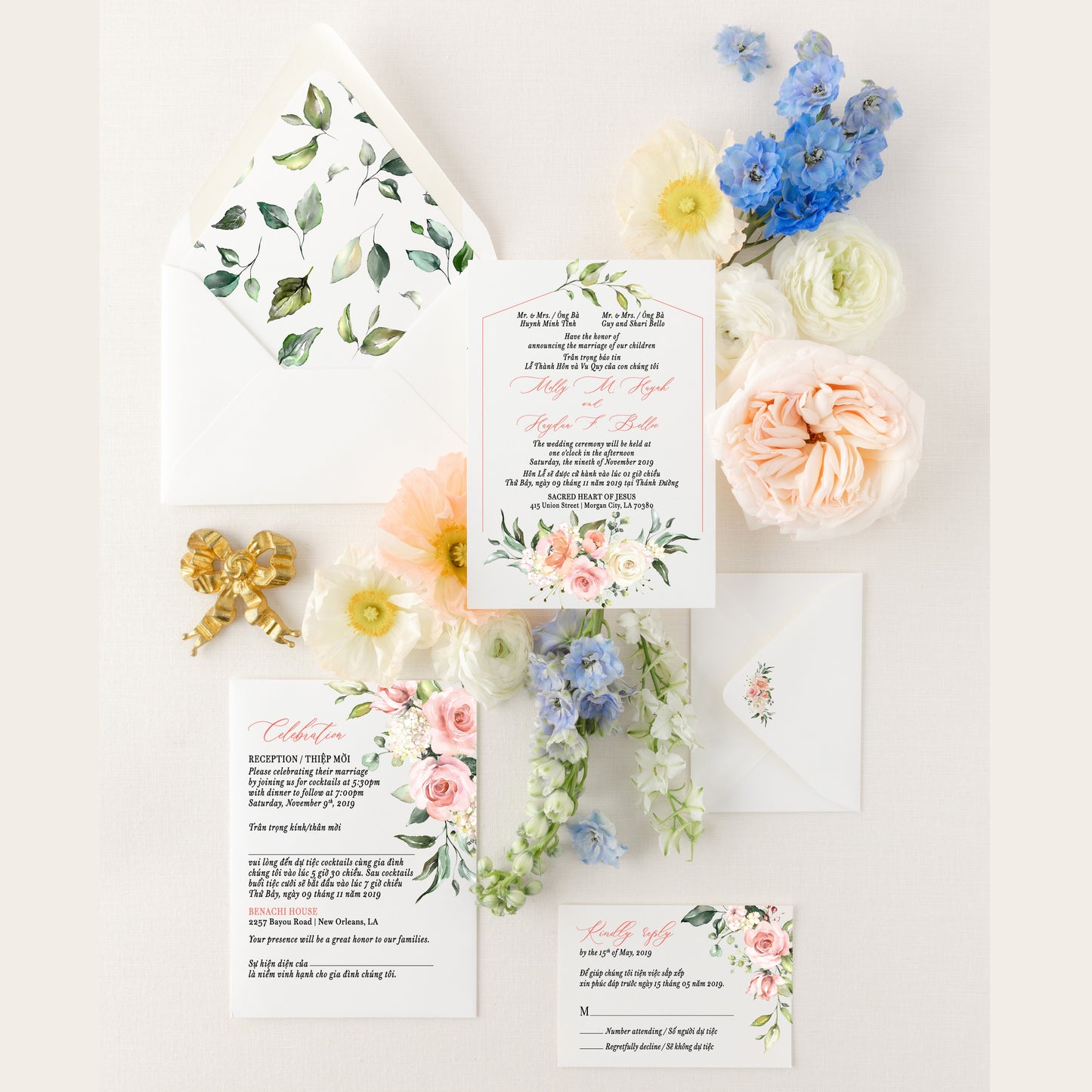 GARDENIA | Bilingual Vietnamese Wedding Invitation Suites