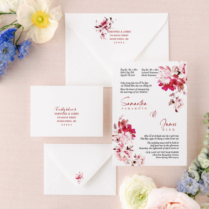 ROSELYN | Customizable Bilingual Vietnamese Wedding Invitation Suites