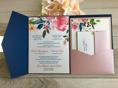 BLAKE | Bilingual Vietnamese Tri-Fold Pocket Wedding Invitation Suites