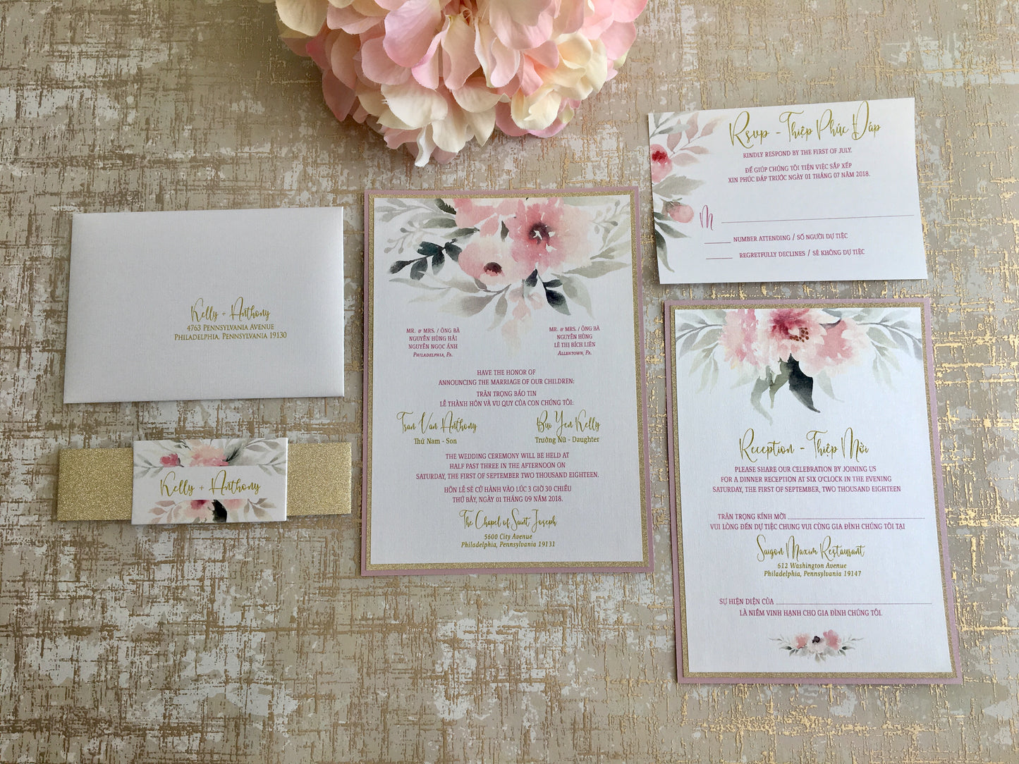 NATALIE | Bilingual Vietnamese Multi-Layered Wedding Invitation Suites