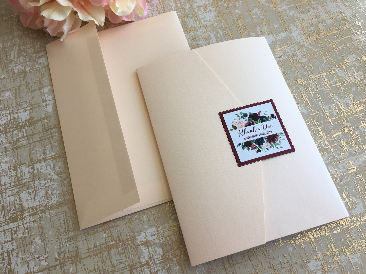 MADELYN | Bilingual Vietnamese Tri-Fold Pocket Wedding Invitation Suites