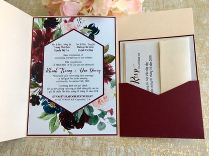 MADELYN | Bilingual Vietnamese Tri-Fold Pocket Wedding Invitation Suites