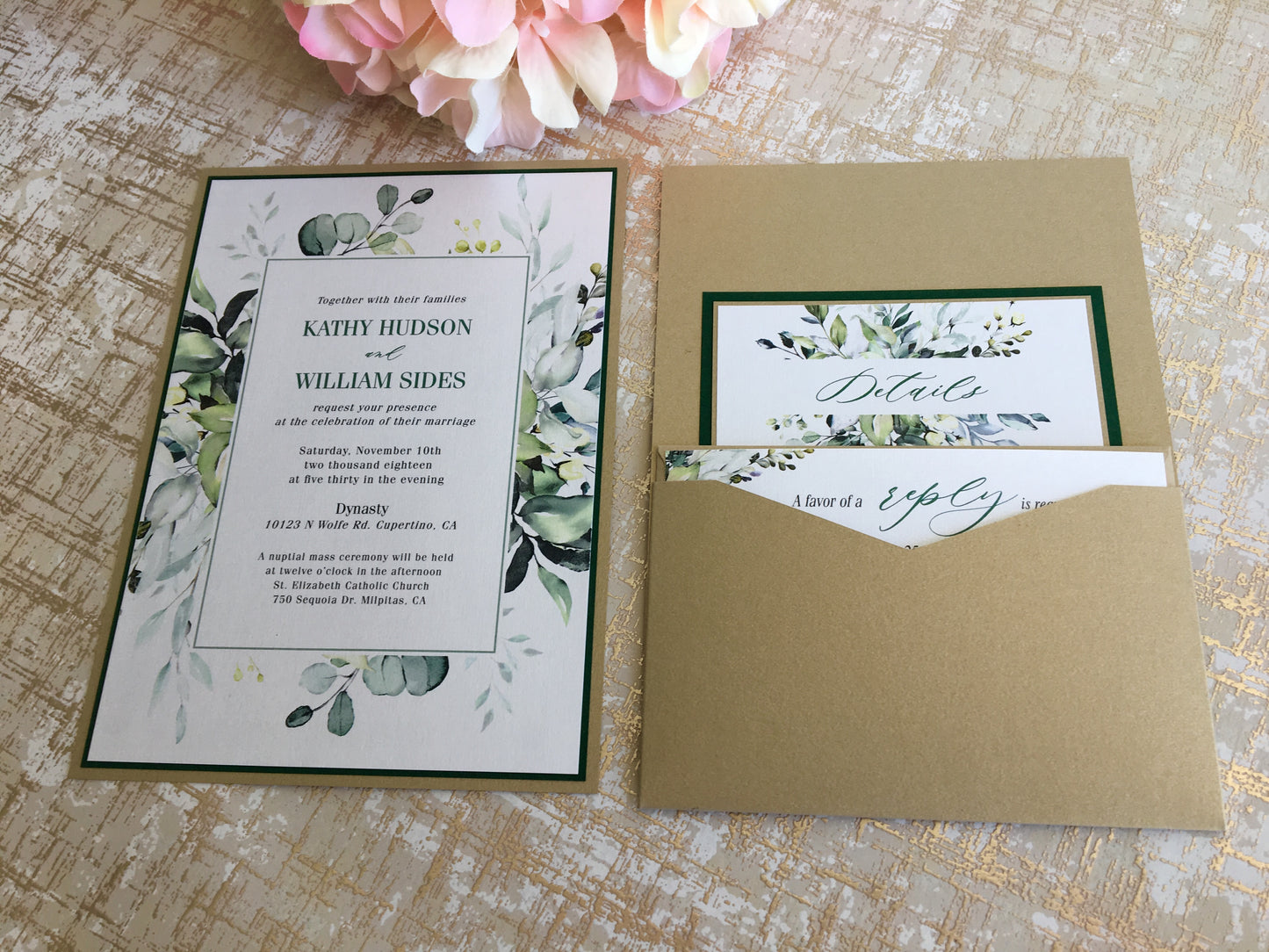 JOLENE | Bilingual Vietnamese Two-Tone Pocket Wedding Invitation Suites