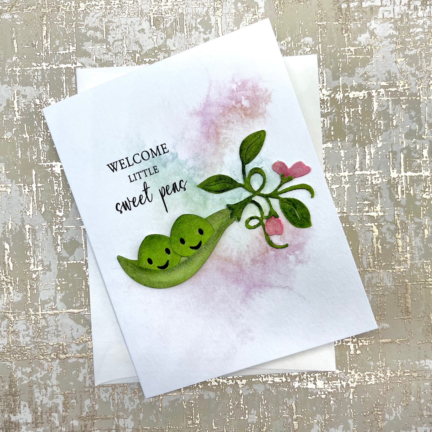 Welcome Little Sweet Peas Card