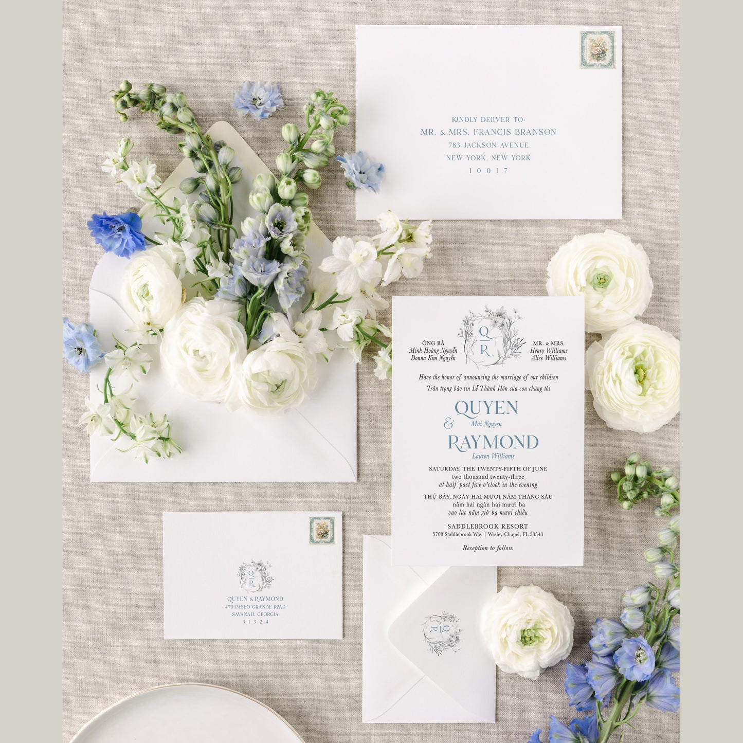 JULIETTE | Bilingual Vietnamese Wedding Invitation Suites