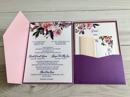 KATELYN | Bilingual Vietnamese Tri-Fold Pocket Wedding Invitation Suites