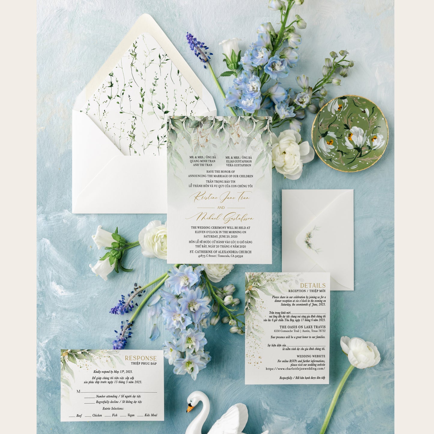 LAUREN | Bilingual Vietnamese Wedding Invitation Suites