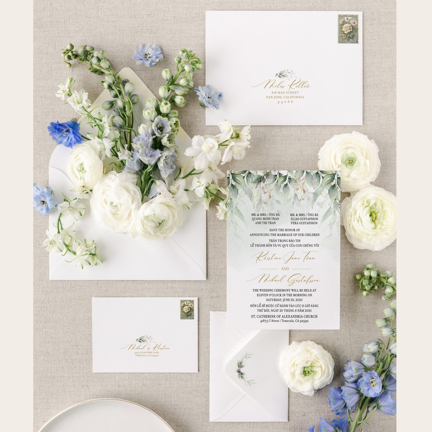 LAUREN | Bilingual Vietnamese Wedding Invitation Suites