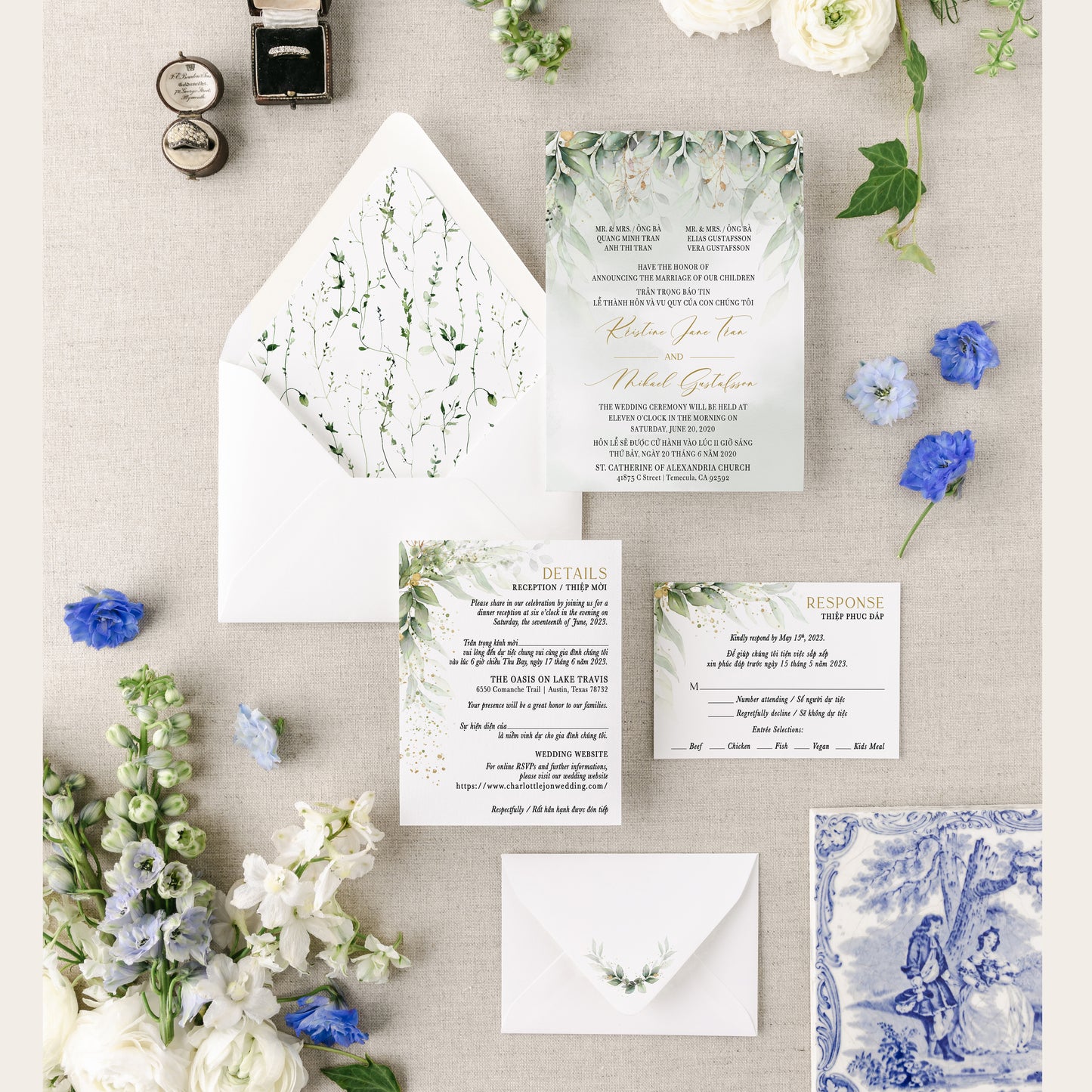 LAUREN | Bilingual Vietnamese Wedding Invitation Suites