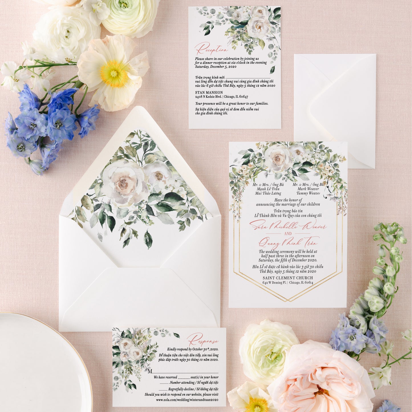 MARGUERITE | Bilingual Vietnamese Wedding Invitation Suites