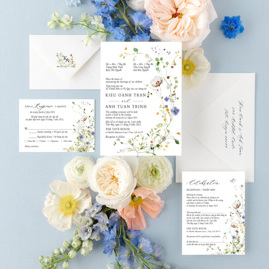 MEADOW | Bilingual Vietnamese Wedding Invitation Suites