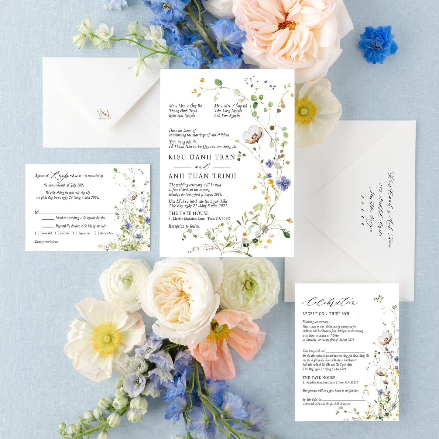 MEADOW | Bilingual Vietnamese Wedding Invitation Suites