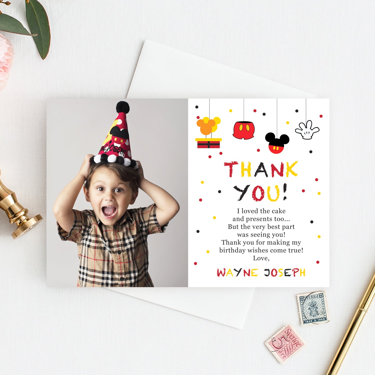 MICKEY MOUSE Thank You Cards