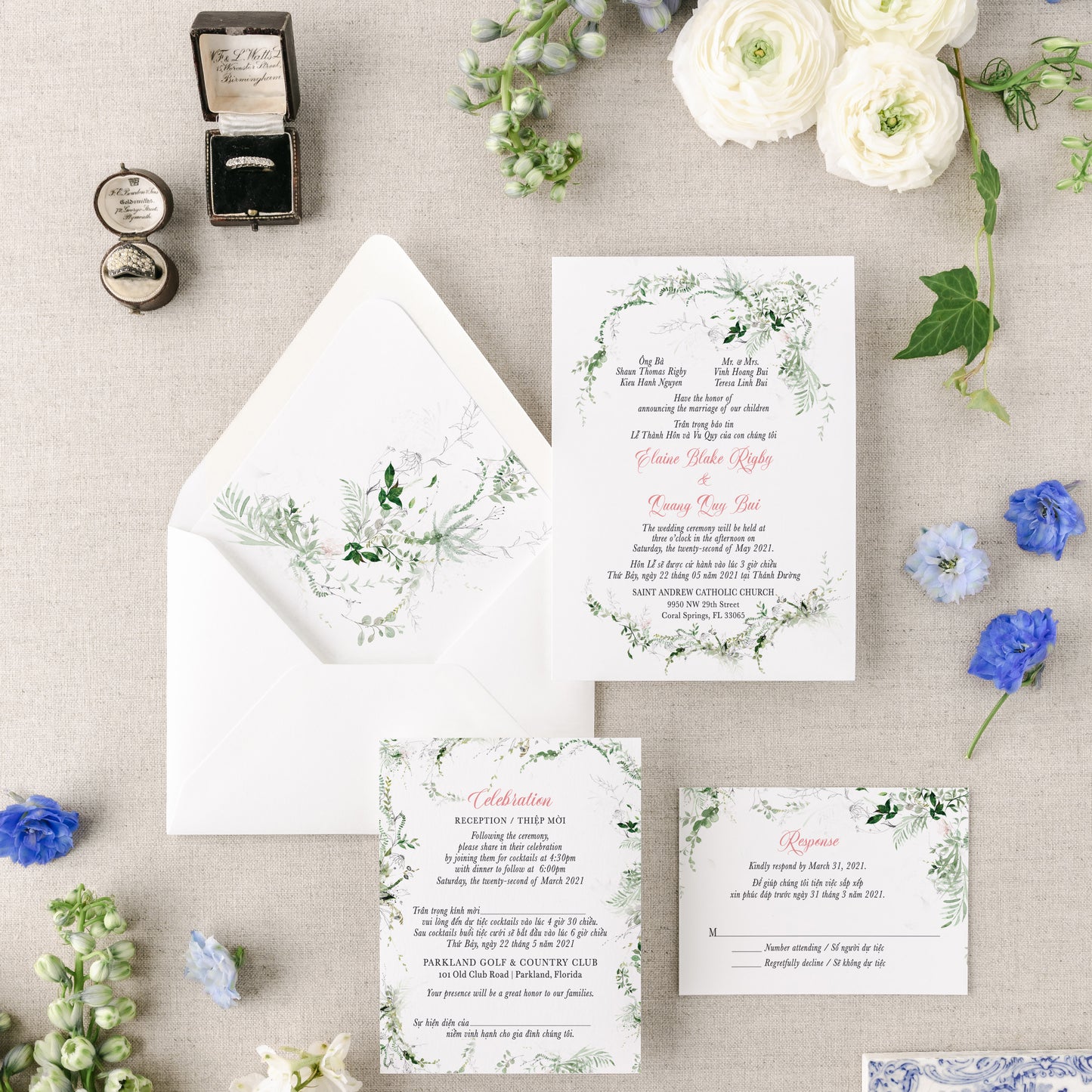 CELESTINE | Bilingual Vietnamese Wedding Invitation Suites