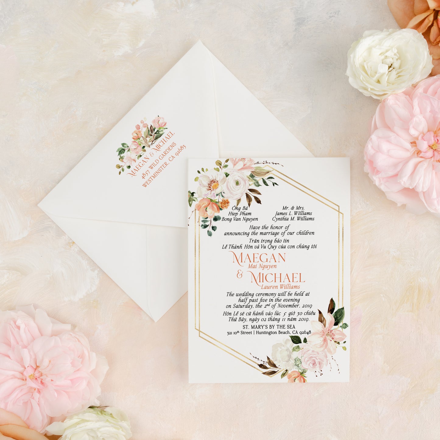 PAISLEE | Bilingual Vietnamese Wedding Invitation Suites