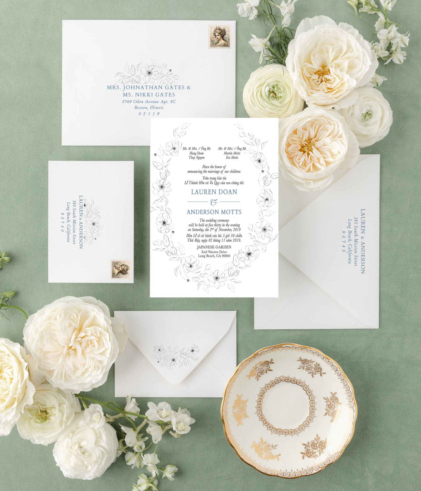 PENELOPE | Bilingual Vietnamese Wedding Invitation Suites