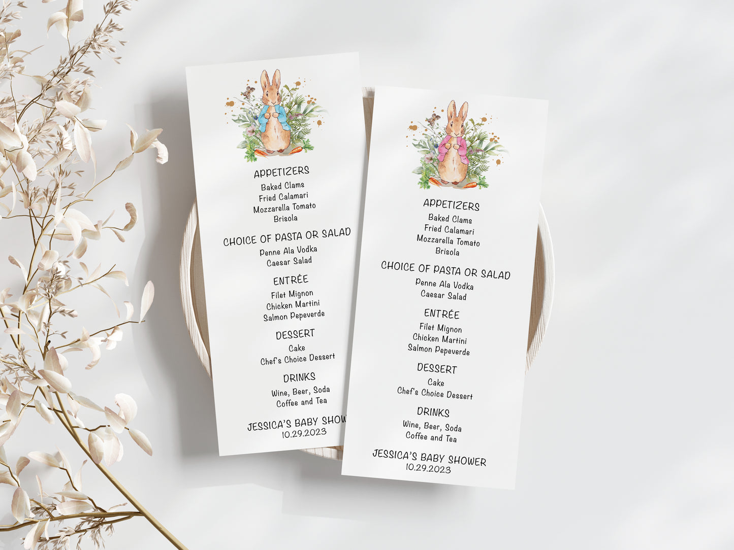 Peter Rabbit Menu