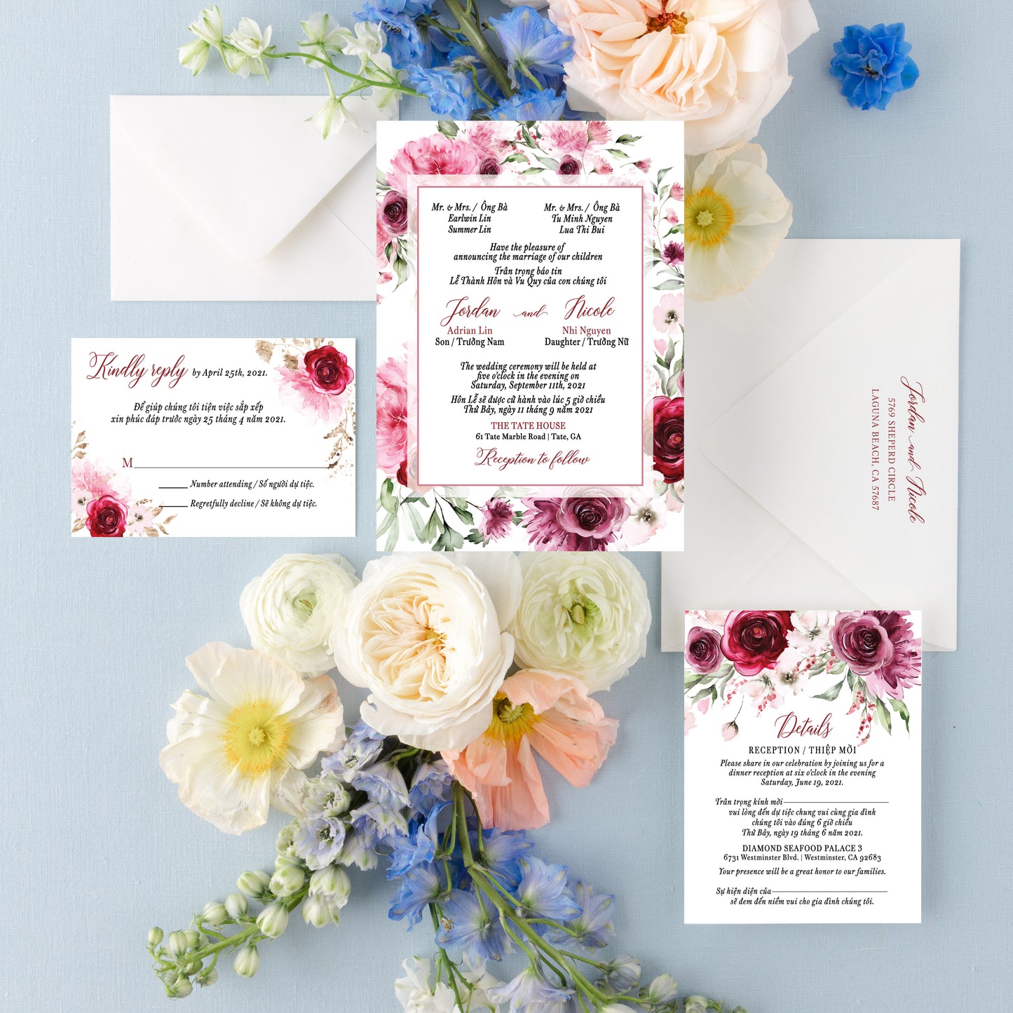 ROSALIE | Bilingual Vietnamese Wedding Invitation Suites