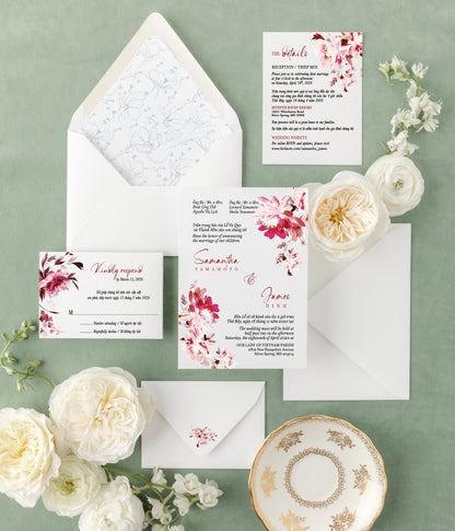 ROSELYN | Customizable Bilingual Vietnamese Wedding Invitation Suites