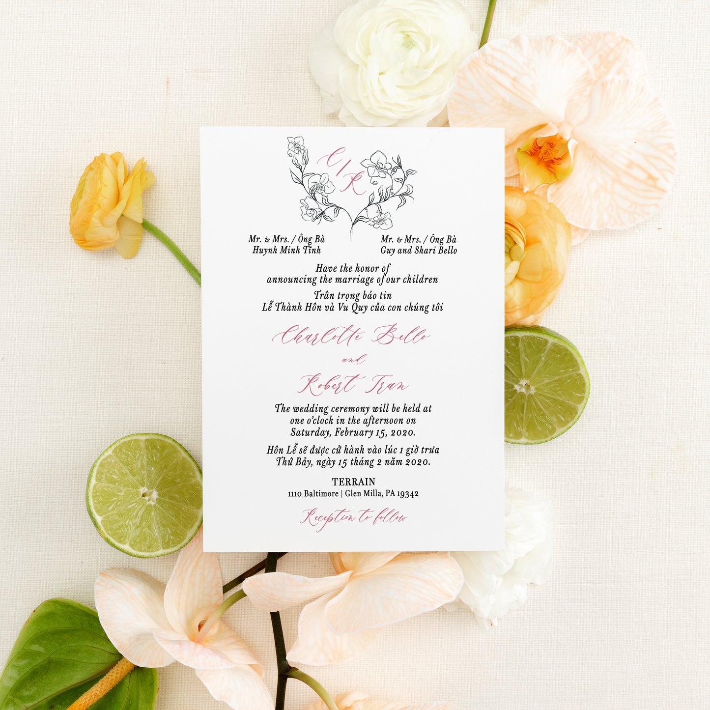 TESSA | Bilingual Vietnamese Wedding Invitation Suites