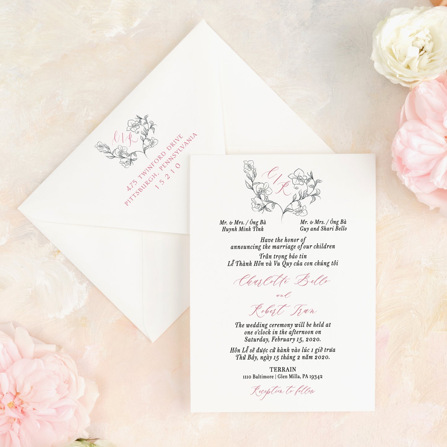 TESSA | Bilingual Vietnamese Wedding Invitation Suites