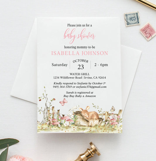 Woodland Baby Shower Invitations