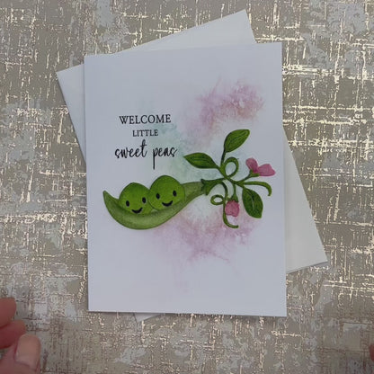 Welcome Little Sweet Peas Card