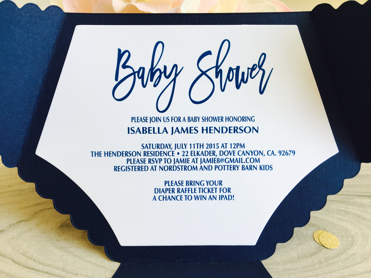 Diaper Shape Invitations