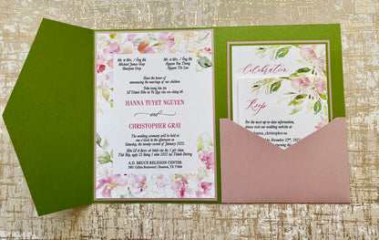 BLANCHETT | Bilingual Vietnamese Tri-Fold Pocket Wedding Invitation Suites