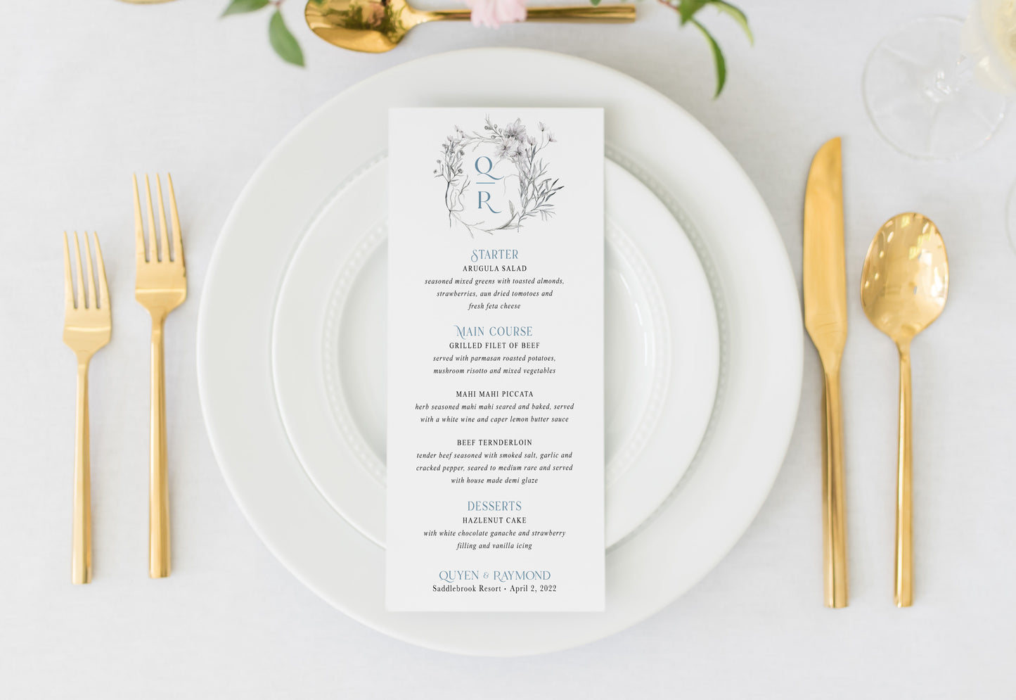 JULIETTE | Floral Crest Menus